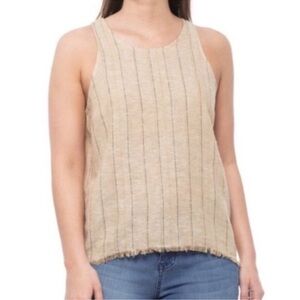 Anthropologie Drew Tank Top Size Large Fringe Hem Linen‎ Blend